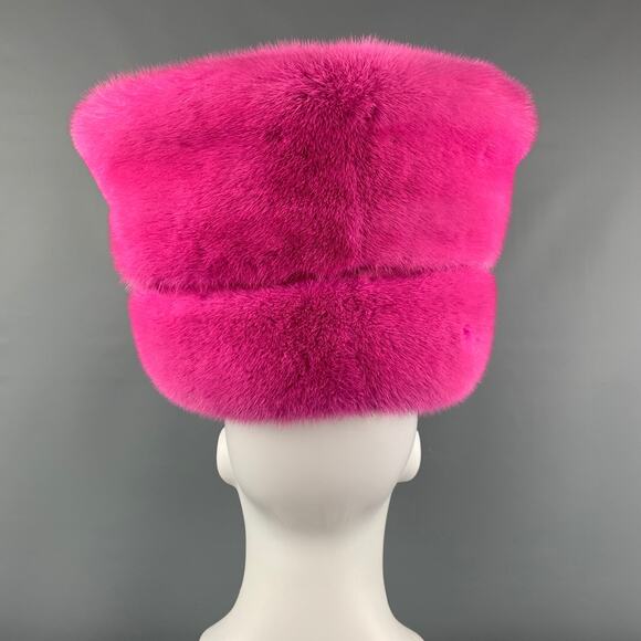 SUZANNE Pink Textured Mink Fur Couture Millinery Hat main image 4